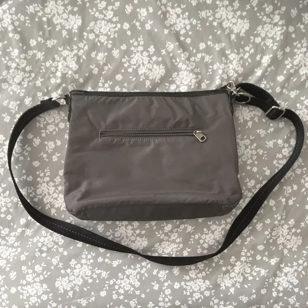 The Sak Esperato Gray & Black Medium Triple Zip Crossbody Shoulder Bag Vegan